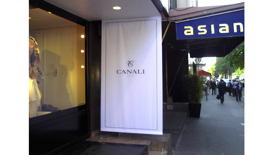 Kakémono avec impression sur bâche, fourreau et lest